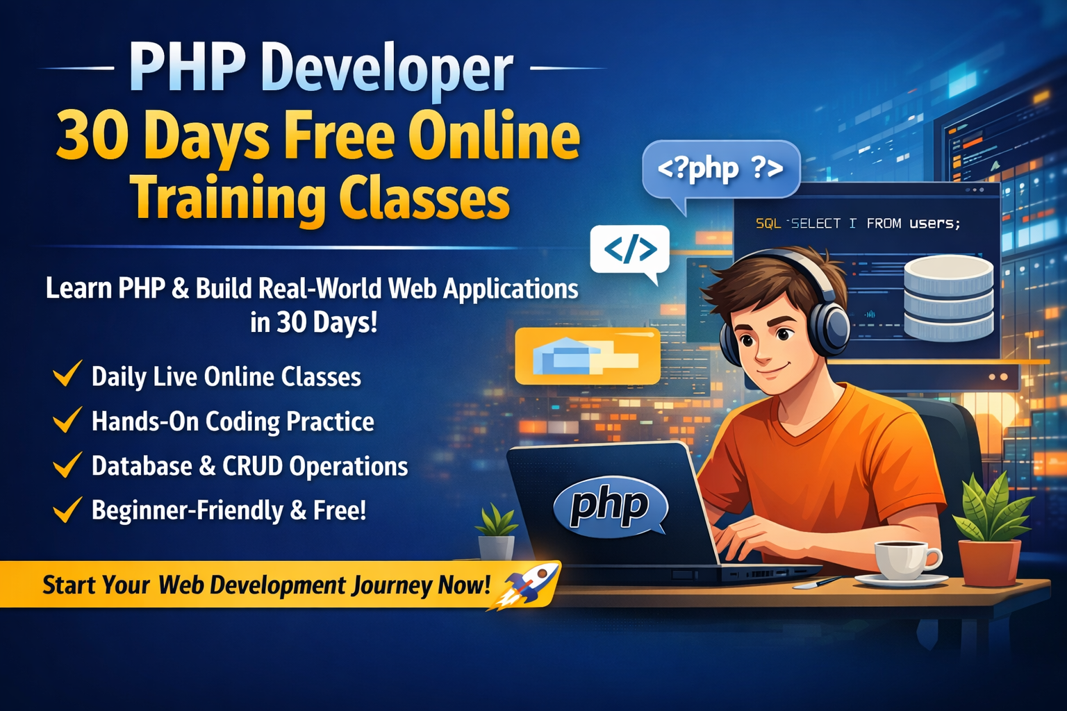 PHP Developer – 30 Days Free Online Training Classes